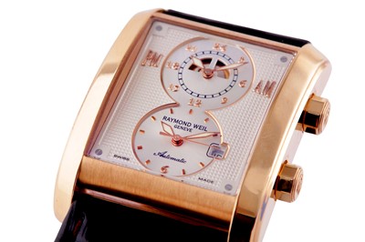 Lot 394 - RAYMOND WEIL. 18K GOLD AUTOMATIC WRISTWATCHES