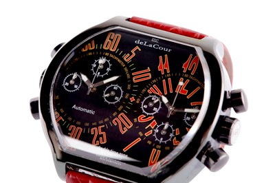 Lot 387 - DE LA COUR. DOUBLE TIME ZONE BICHCHRONO WRISTWATCH