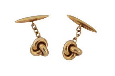 Lot 307 - A PAIR OF KNOT-DESIGN CUFFLINKS