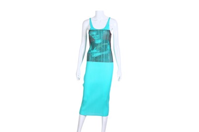 Lot 171 - Pleats Please Issey Miyake Aqua 'Nobuyoshi Araki' Print Dress - Size F