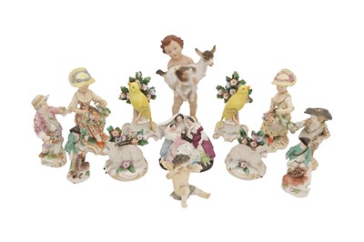 Lot 180 - A GROUP OF TWELVE CONTINENTAL PORCELAIN FIGURES & ANIMALS