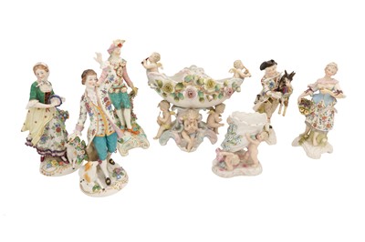 Lot 179 - A GROUP OF DRESDEN STYLE PORCELAIN FIGURINES, IN THE 18TH CENTURY TASTE