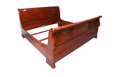 Lot 406 - AN IMPRESSIVE MAHOGANY EMPEROR SLEIGH BED BY 'AND SO TO BED'