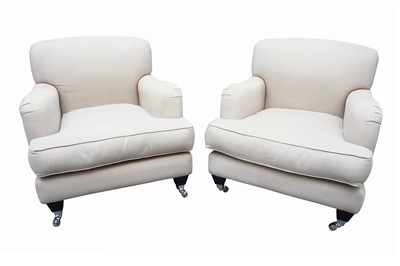 Lot 418 - H J COOPER LTD OF PUTNEY; A PAIR OF CONTEMPORARY HOWARD STYLE ARMCHAIRS