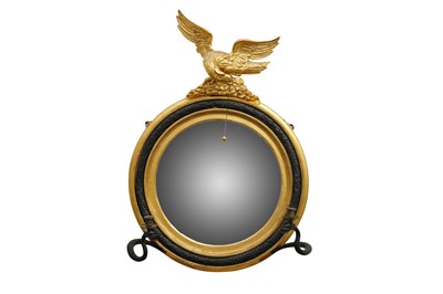 Lot 206 - A REGENCY PERIOD CONVEX GILTWOOD MIRROR, CIRCA 1810