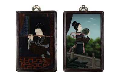 Lot 283 - TWO CHINESE REVERSE GLASS PAINTINGS