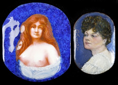 Lot 315 - A pair of enamel paintings on metal plaques...