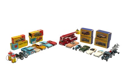 Lot 444 - A GROUP OF PLAYWORN CORGI, DINKY AND MATCHBOX MODELS OF YESTERYEAR