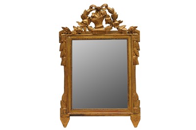 Lot 215 - A 19th CENTURY LOUIS XVI STYLE  PROVINCIAL GILTWOOD MIRROR
