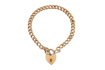 Lot 9 - A 9CT HEART PADLOCK BRACELET