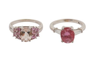 Lot 38 - TWO 9CT WHITE GOLD GEM-SET RINGS