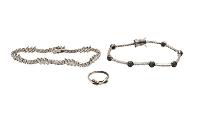 Lot 64 - TWO BRACELETS AND A SILVER TIFFANY RING