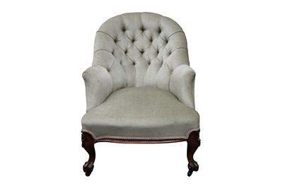 Lot 394 - A VICTORIAN WALNUT TUB ARMCHAIR