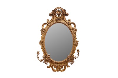 Lot 207 - A LARGE 19TH CENTURY GILT FRAMED GIRANDOLE MIRROR