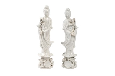 Lot 191 - TWO CHINESE BLANC DE CHINE FIGURES