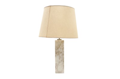 Lot 159 - A WHITE MARBLE TABLE LAMP