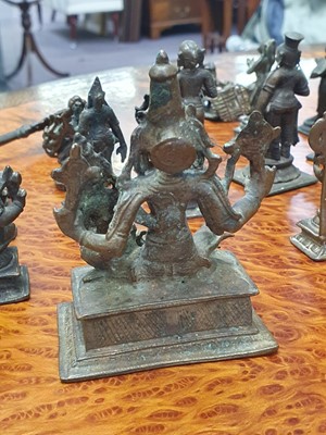 Lot 343 - A MISCELLANEOUS GROUP OF BRONZE HINDU AND BUDDHIST STATUETTES