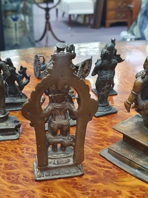 Lot 343 - A MISCELLANEOUS GROUP OF BRONZE HINDU AND BUDDHIST STATUETTES