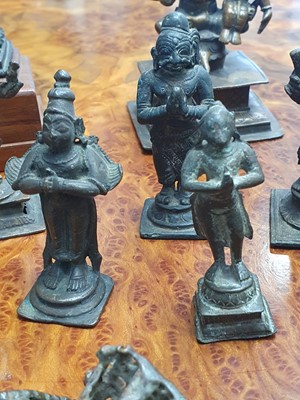 Lot 343 - A MISCELLANEOUS GROUP OF BRONZE HINDU AND BUDDHIST STATUETTES