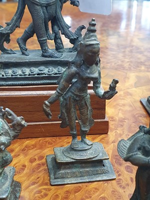 Lot 343 - A MISCELLANEOUS GROUP OF BRONZE HINDU AND BUDDHIST STATUETTES