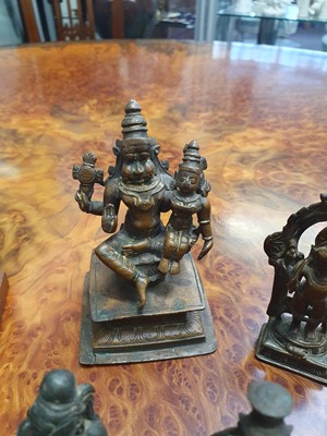 Lot 343 - A MISCELLANEOUS GROUP OF BRONZE HINDU AND BUDDHIST STATUETTES