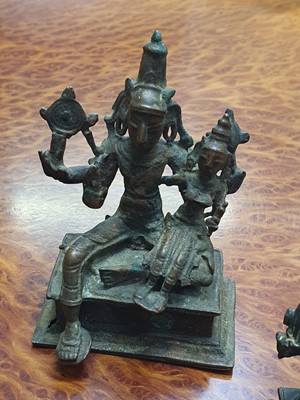 Lot 343 - A MISCELLANEOUS GROUP OF BRONZE HINDU AND BUDDHIST STATUETTES