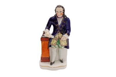 Lot 199 - A 19TH CENTURY STAFFORDSHIRE FLATBACK FIGURE BENJAMIN FRANKLIN