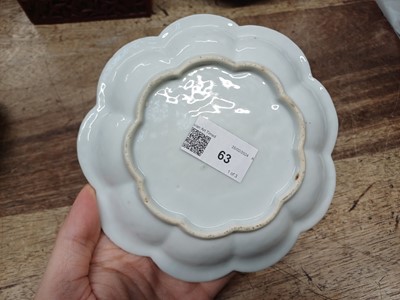 Lot 421 - A CHINESE FAMILLE-ROSE MOULDED 'BLOSSOMS' TEAPOT, COVER AND SAUCER
