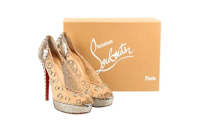 Lot 37 - λ  Christian Louboutin Pierce Python Cosmo Rings Heeled Pump - Size 39