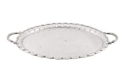 Lot 329 - An Elizabeth II sterling silver twin handled tray, London 1973 by Garrard and Co