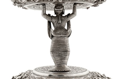 Lot 125 - A rare late 19th century Anglo – Indian silver bowl, Poona circa 1890 upon an early 20th century Burmese silver stand, probably Rangoon circa 1910