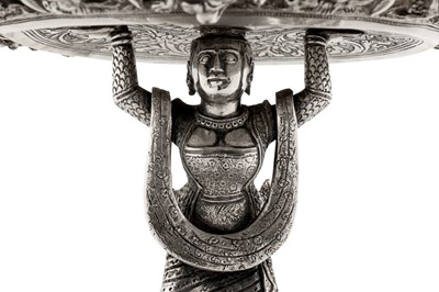Lot 125 - A rare late 19th century Anglo – Indian silver bowl, Poona circa 1890 upon an early 20th century Burmese silver stand, probably Rangoon circa 1910