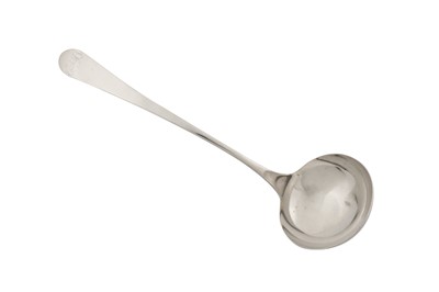Lot 302 - A George III Irish provincial silver soup ladle, Limerick circa 1800 by William Ward (d. 1832)