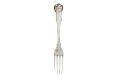Lot 301 - A George IV sterling silver table fork, London 1820 by Paul Storr (1771-1844, first reg. 12th Jan 1793)