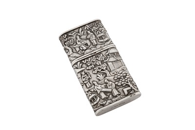 Lot 168 - A mid-19th century Chinese export silver cheroot or lancet case, Canton circa 1850 retailed by Khecheong
