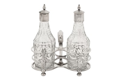 Lot 478 - A Queen Anne Britannia standard silver oil and vinegar cruet, London 1709 by Simon Pantin I (reg. 23rd June 1701)