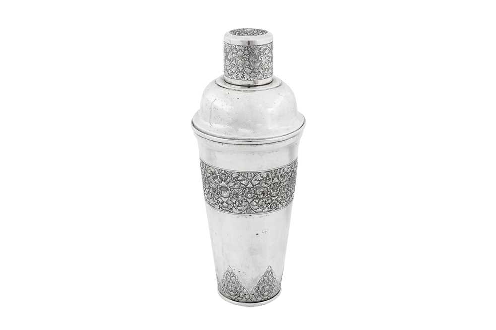 Lot 149 - A mid-20th century Cambodian silver cocktail shaker, presumably Phnom Penh circa 1950