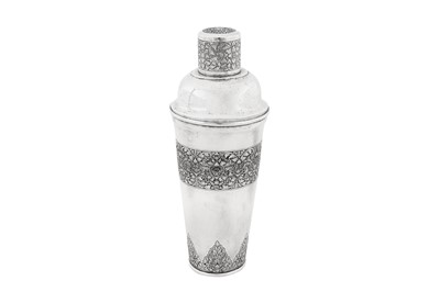 Lot 149 - A mid-20th century Cambodian silver cocktail shaker, presumably Phnom Penh circa 1950