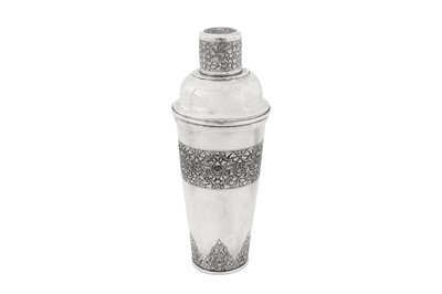Lot 149 - A mid-20th century Cambodian silver cocktail shaker, presumably Phnom Penh circa 1950