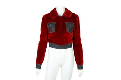 Lot 59 - Dolce & Gabbana Red Fur Cropped Jacket - Size 40