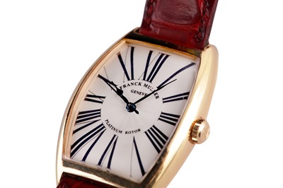 Lot 392 - FRANCK MULLER. AN 18CT CURVEX WRISTWATCH