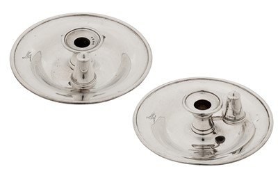 Lot 378 - A pair of Victorian sterling silver chambersticks, Sheffield 1873 by William and Henry Stratford
