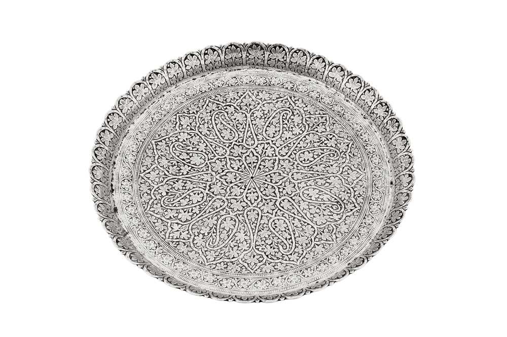 Lot 89 - A late 19th century Anglo – Indian unmarked silver tray, Kashmir circa 1890