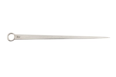 Lot 420 - A George III provincial sterling silver meat skewer, Chester 1778 by Joseph Walley of Liverpool
