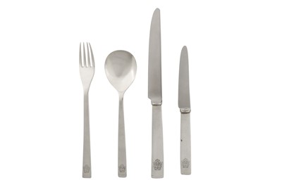 Lot 309 - An Elizabeth II modernist sterling silver place setting, London 1966 by Gerald Benney (1930-2008)
