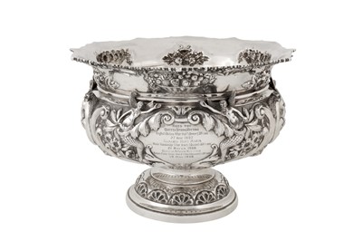 Lot 74 - Indian colonial interest – An Edwardian sterling silver racing trophy bowl, Sheffield 1907 by Walker and Hall