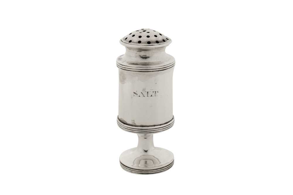 Lot 76 - An early 19th century Indian colonial silver salt caster, Calcutta circa 1830 by Twentyman and Co (active 1818-20, then 1824-53)