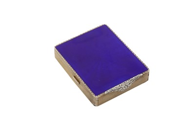 Lot 56 - An early 20th century German sterling silver and guilloche enamel compact, probably Pforzheim, import marks for London 1930 by HC Freeman