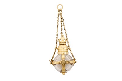 Lot 25 - A Victorian sterling silver gilt and glass chrism or scent bottle, London 1868 by William Henry Dee