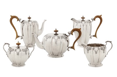 Lot 328 - An Elizabeth II sterling silver five-piece tea and coffee service, Sheffield 1975 by Mappin and Webb
